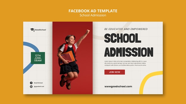 PSD modèle facebook d'admission à l'école de design plat