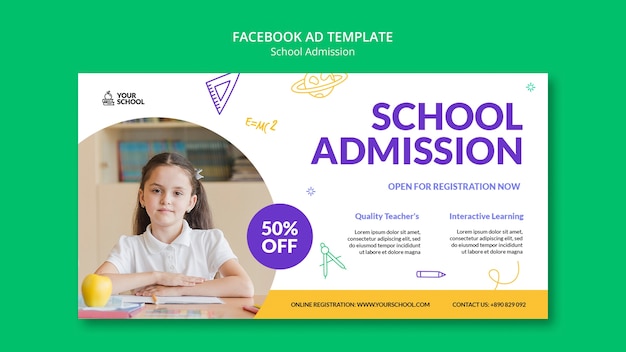 Modèle Facebook D'admission à L'école Dessiné à La Main