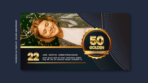 Modèle facebook anniversaire d'or