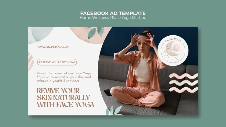 PSD modèle facebook d'aquarelle pour le yoga à la maison