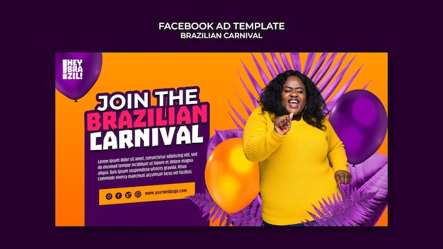 PSD modèle facebook de carnaval brésilien