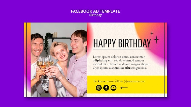 Modèle facebook de célébration d'anniversaire dégradé