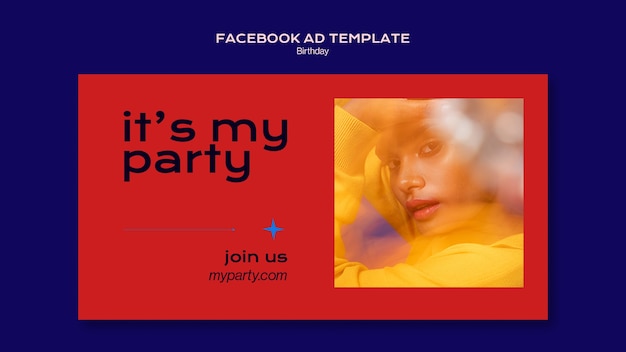 PSD modèle facebook de célébration d'anniversaire design plat