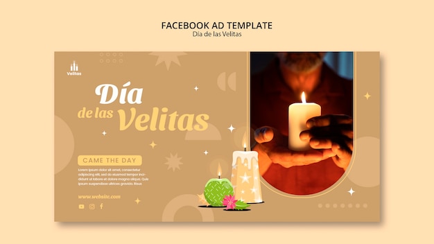 PSD modèle facebook de célébration de dia de las velitas