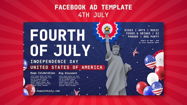 PSD modèle facebook de célébration du 4 juillet