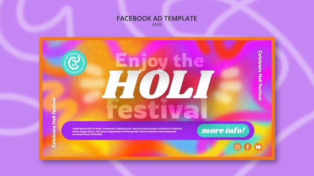 Modèle facebook de célébration du festival holi