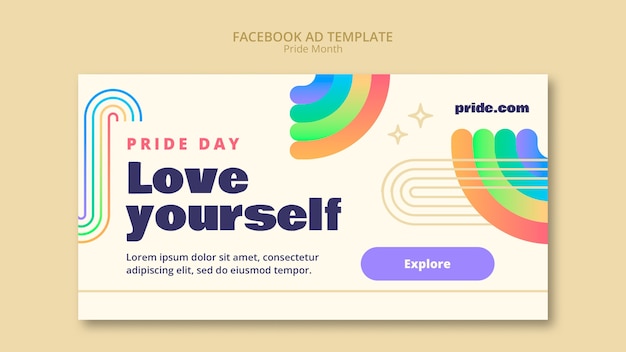 PSD modèle facebook de célébration du mois de la fierté