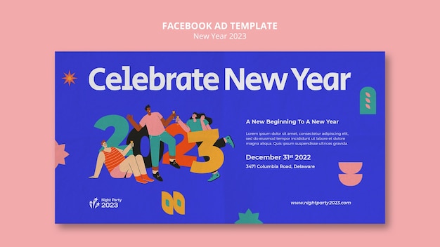 Modèle facebook de célébration du nouvel an