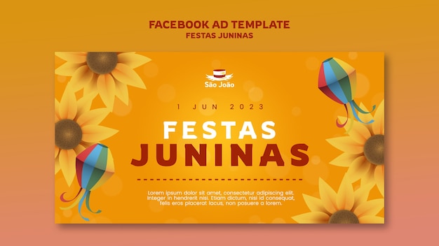 PSD modèle facebook de célébration de festa junina