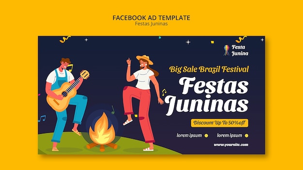 PSD modèle facebook de célébration de festas juninas