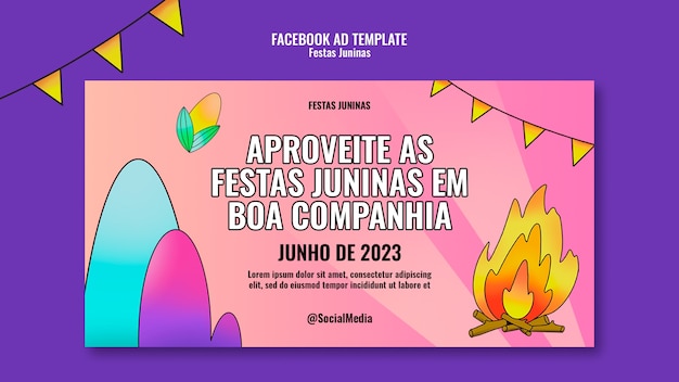 PSD modèle facebook de célébration de festas juninas