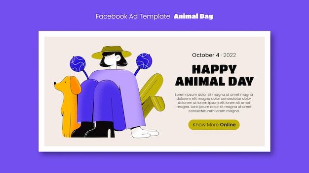 Modèle facebook de célébration de la journée des animaux