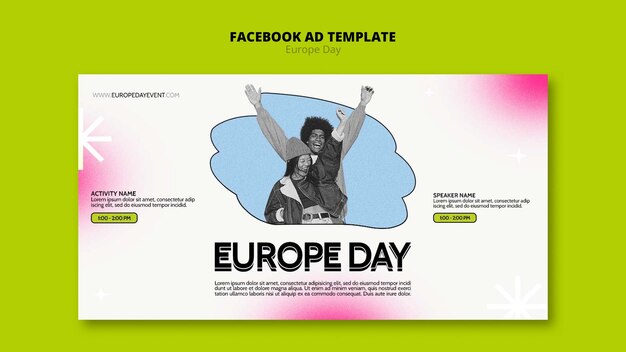 PSD modèle facebook de célébration de la journée de l'europe