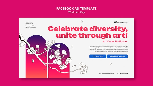 Modèle facebook de célébration de la journée mondiale de l'art