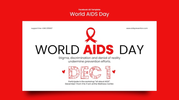 PSD modèle facebook de célébration de la journée mondiale du sida