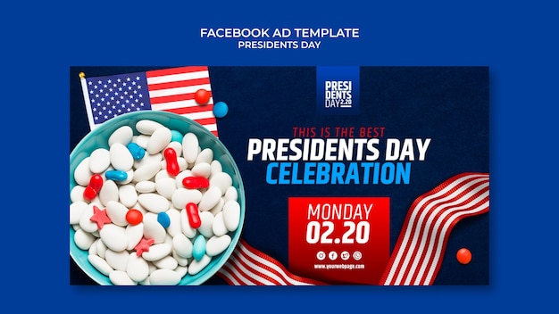 Modèle facebook de célébration de la journée des présidents