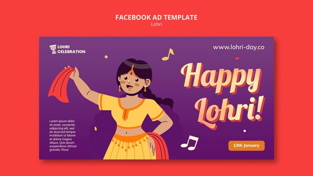 PSD le modèle de facebook de la célébration de lohri