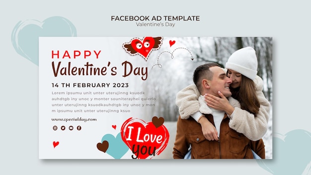 PSD modèle facebook de célébration de la saint-valentin