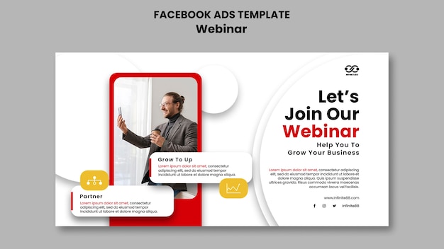 PSD modèle facebook de concept d'apprentissage de webinaire