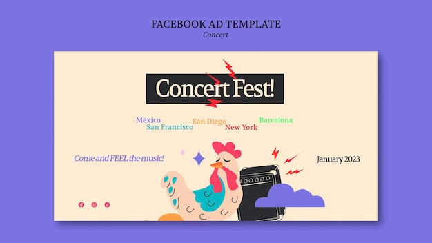 PSD modèle facebook de concert de musique