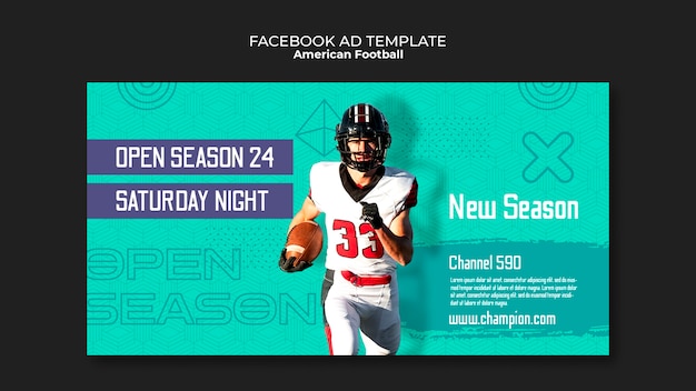 modèle de Facebook de design plat de football américain