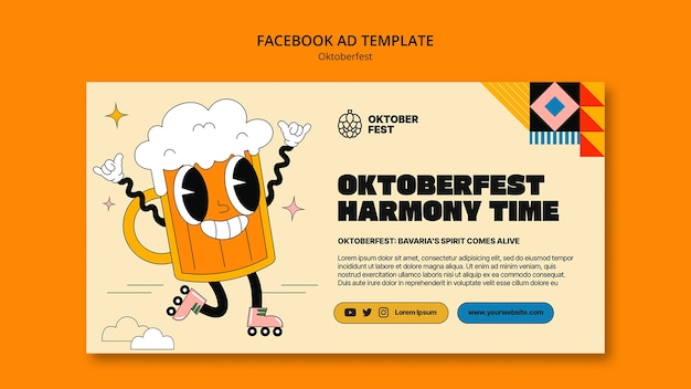 PSD modèle de facebook dessiné à la main pour l'oktoberfest