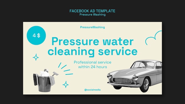 PSD le modèle facebook du service de lavage sous pression