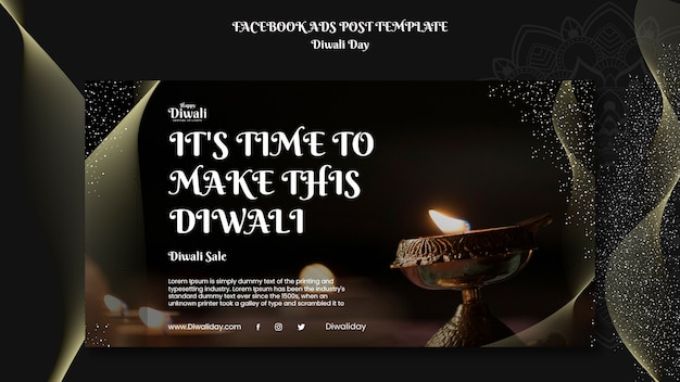 Modèle facebook dynamique de célébration de diwali