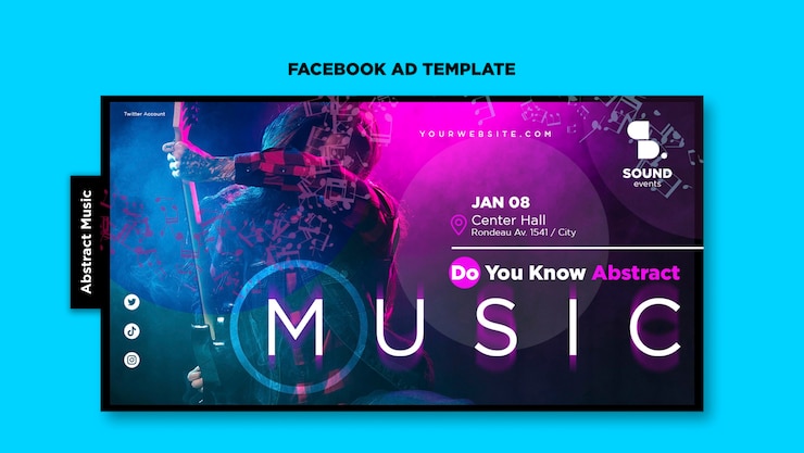 PSD modèle facebook d'émission de musique