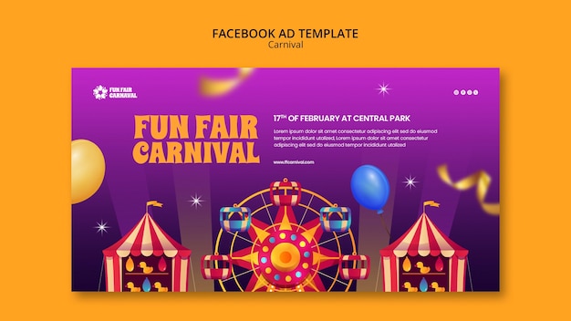 PSD le modèle de facebook de l'événement du carnaval