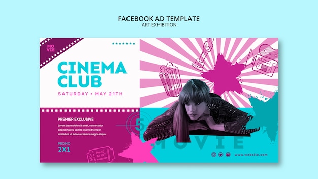 PSD modèle facebook de festival de film dessiné à la main