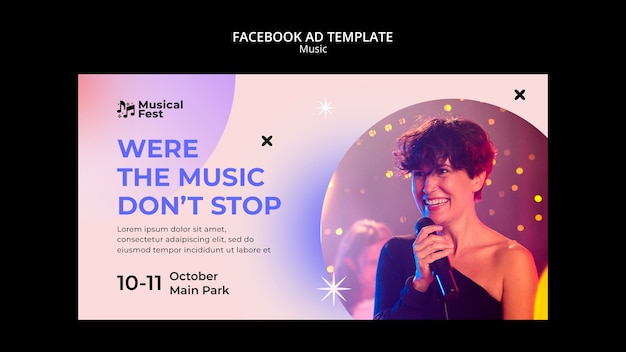 Modèle facebook de festival de musique dégradé