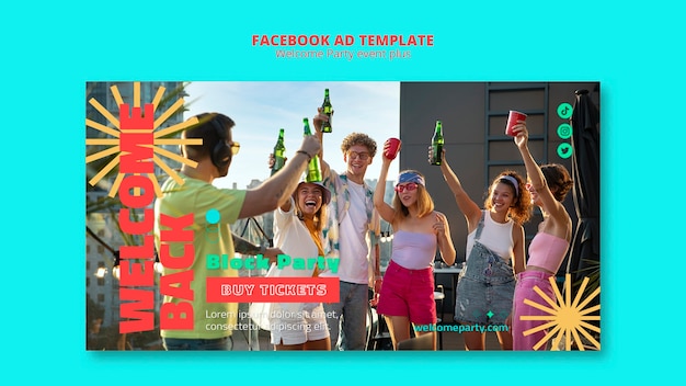 Modèle facebook de fête de bienvenue