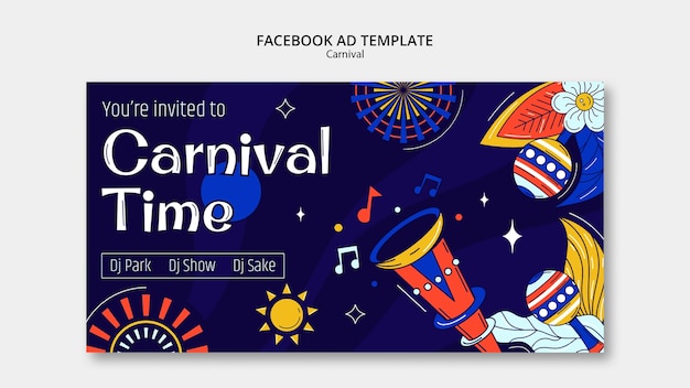 PSD modèle facebook de fête de carnaval