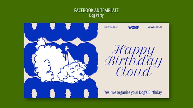 PSD modèle facebook de fête de chien dessiné à la main
