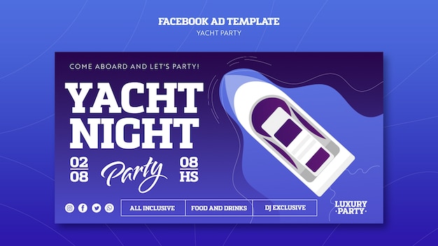 PSD modèle facebook de fête de yacht