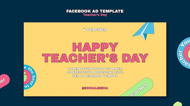 Modèle facebook de la journée des enseignants au design plat
