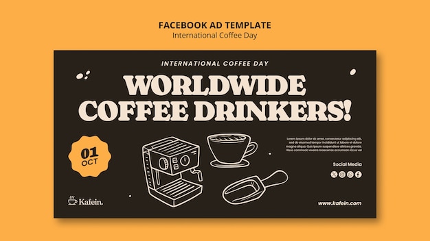 PSD modèle facebook de la journée internationale du café