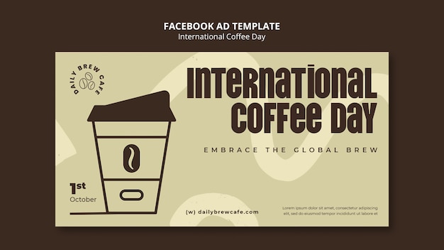 PSD modèle facebook de la journée internationale du café