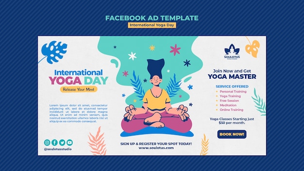 PSD modèle facebook de la journée internationale du yoga