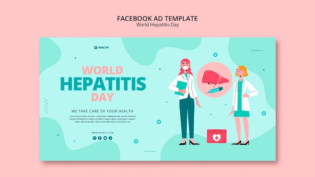 Modèle facebook de la journée mondiale de l'hépatite au design plat