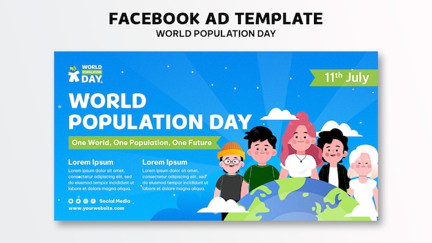 PSD modèle facebook de la journée mondiale de la population