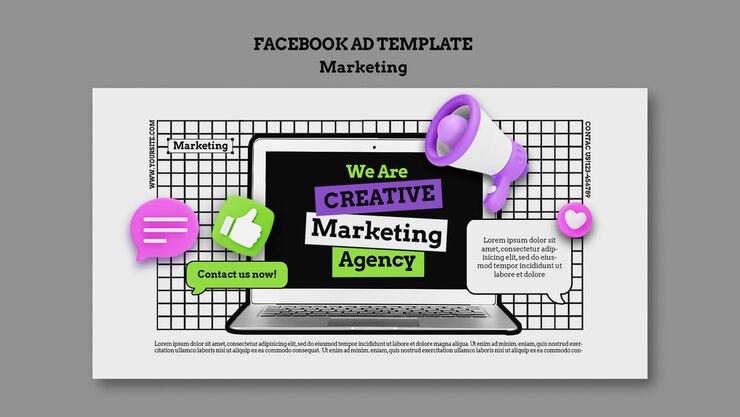 PSD modèle de facebook de marketing à design plat