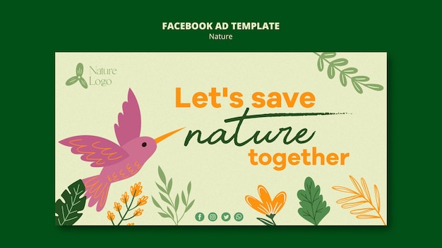 PSD modèle facebook oiseau design plat sauver la nature