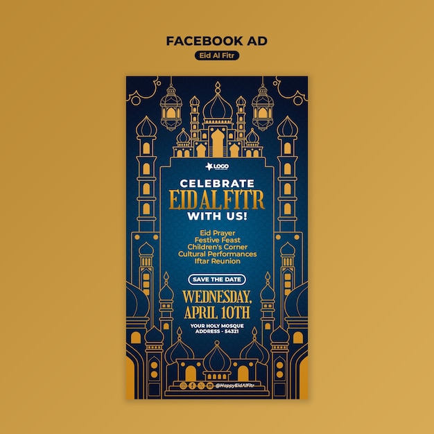 PSD le modèle de facebook pour la célébration de l'aïd al-fitr