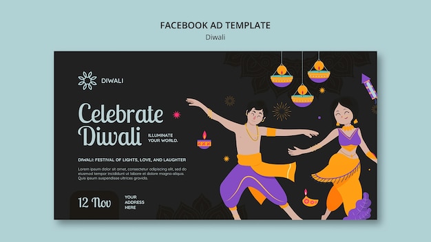 PSD le modèle de facebook pour la célébration de diwali