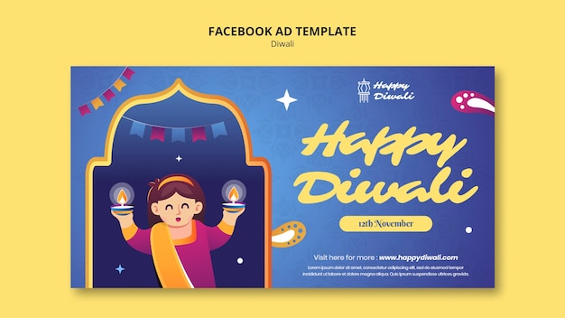 PSD le modèle de facebook pour la célébration de diwali