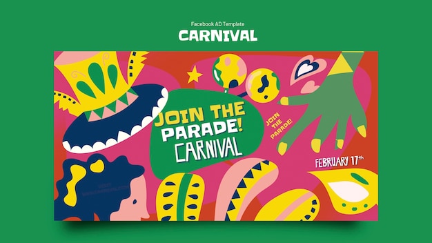 PSD modèle de facebook pour la célébration du carnaval