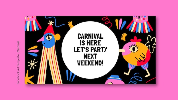 PSD modèle de facebook pour la célébration du carnaval