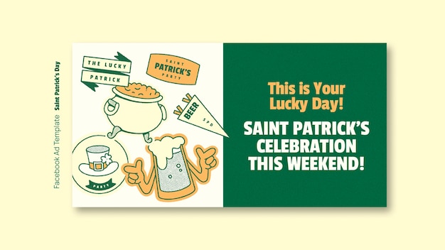 PSD le modèle de facebook pour la célébration de la fête de saint patrick.